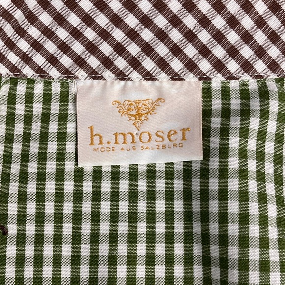 h. moser Salzberg Green Gingham Reindeer Button Front, Size EU 44/L - Picture 4 of 16